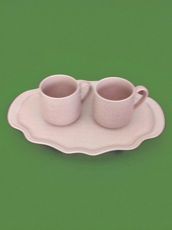 Jillian Harris Other - Set Of 2 Jillian Harris Mugs And Serving Tray In Pink